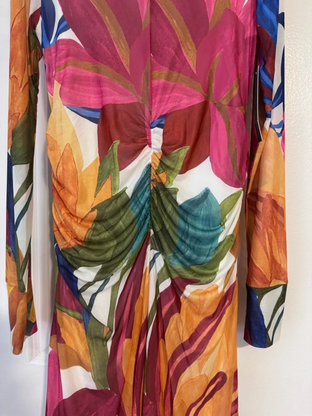 NWT Farm Rio Long-Sleeve Mock-Neck Mesh Slim Midi Dress NWT Large - Picture 11 of 13